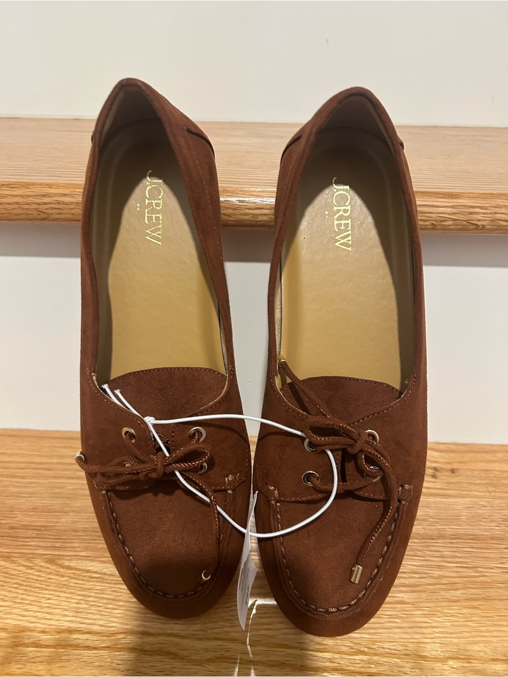 J. Crew Brown Boat Shoes with Bow Lacing